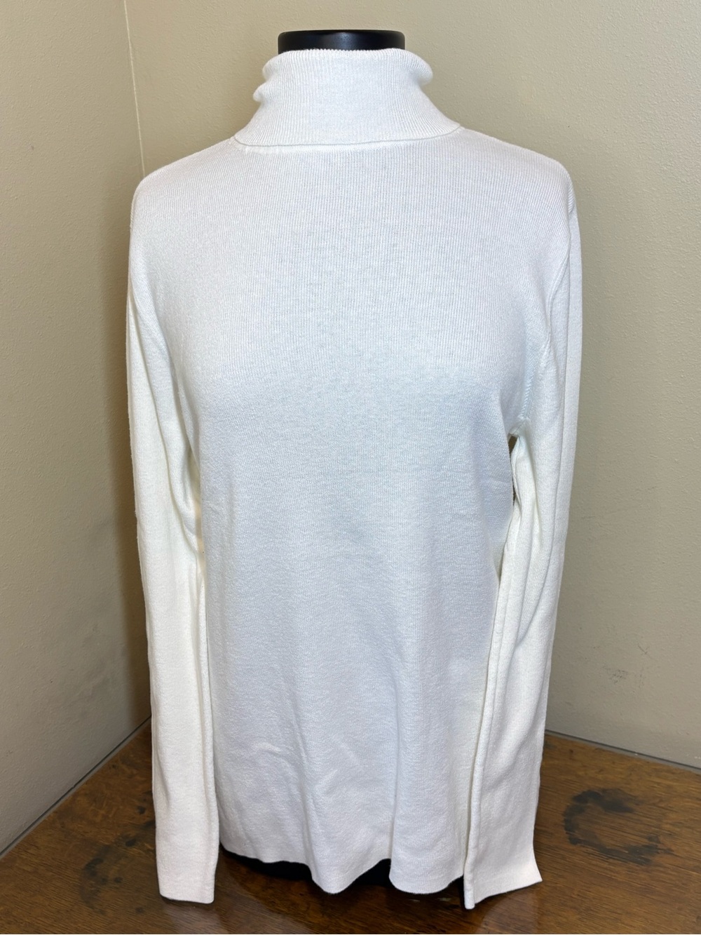 Chico’s Ivory Turtleneck Long Sleeve Sweater, XL, Chicos 3, cotton, coolmax